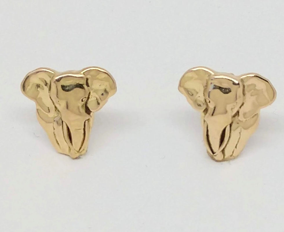 18k Yellow Gold 2 tuck Elephant Studs