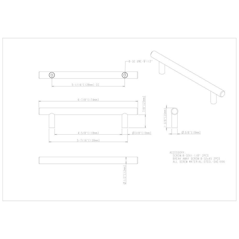 Thumbnail: Naples Hollow Stainless Steel Cabinet Bar Pull Series
