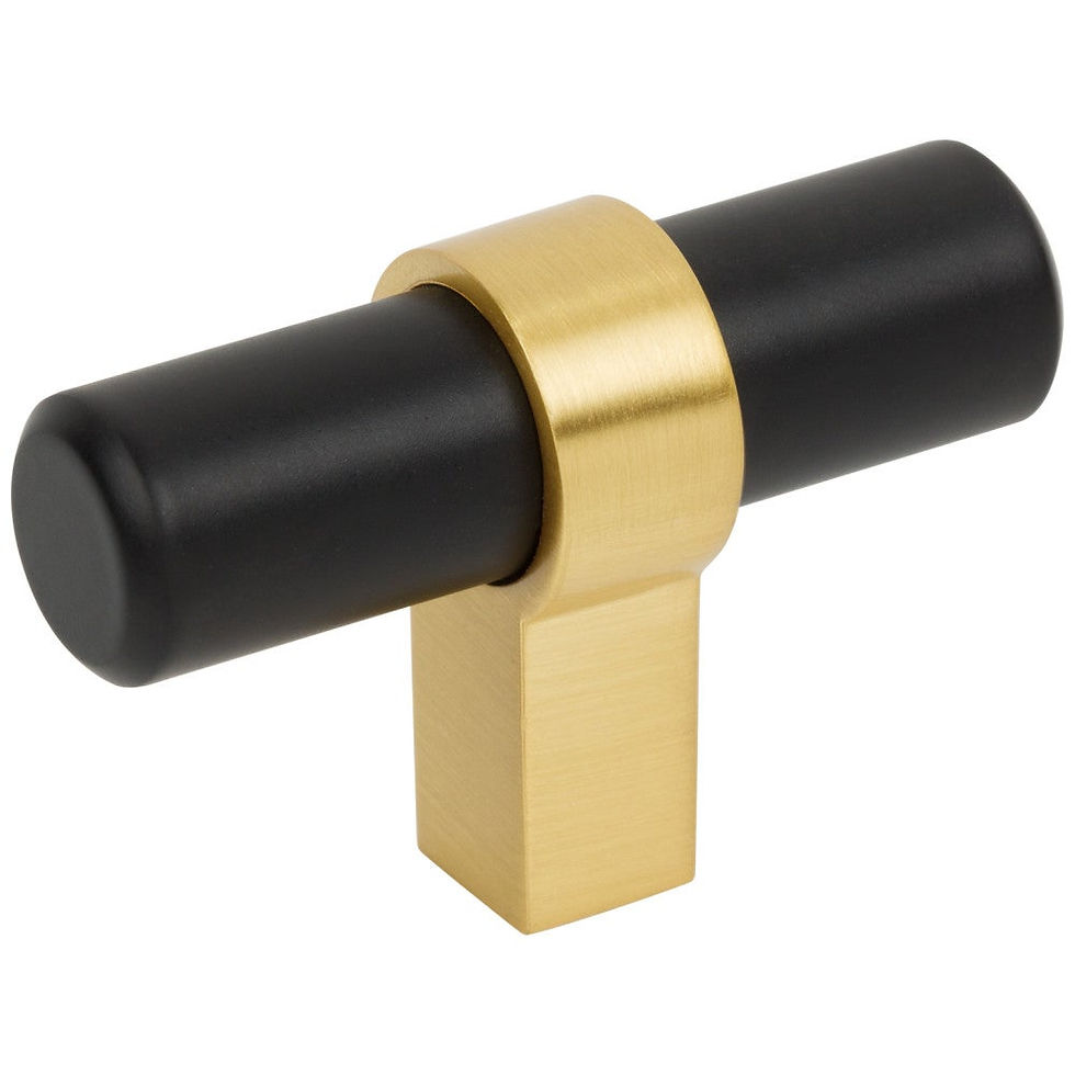 Thumbnail: 2" Overall Length Key Grande Cabinet "T" Knob - Matte Black w/Brushed Gold
