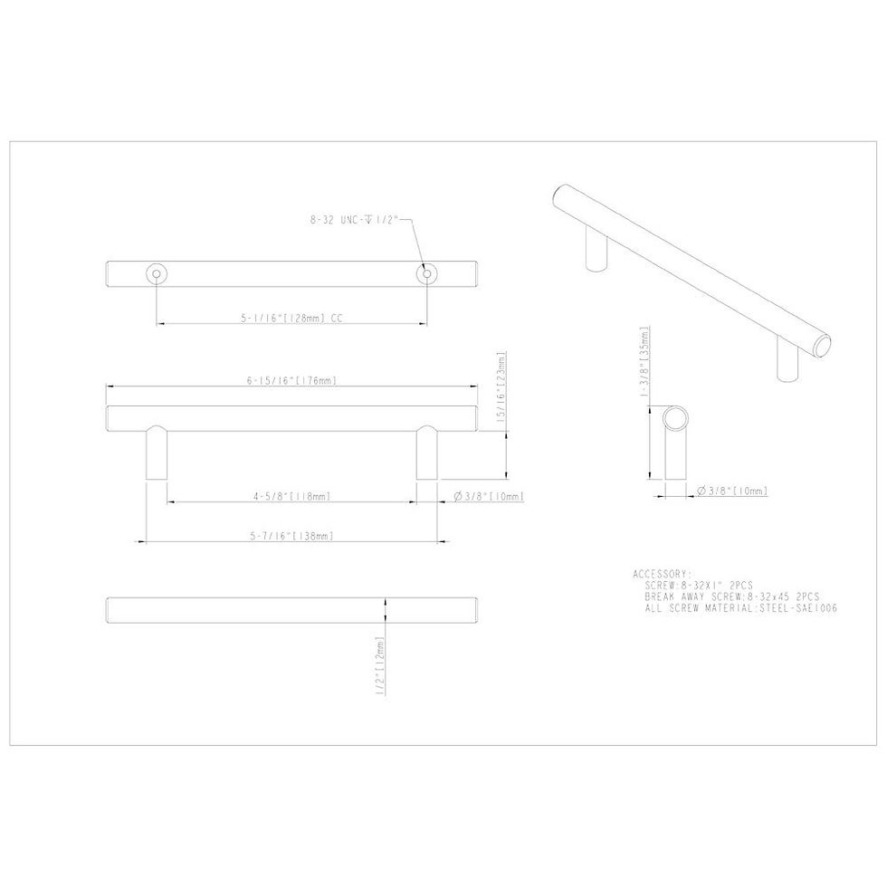 Thumbnail: Naples Solid Steel Cabinet Bar Pull Series