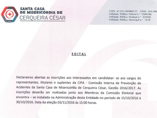 Nova comissão da CIPA 2016/2017