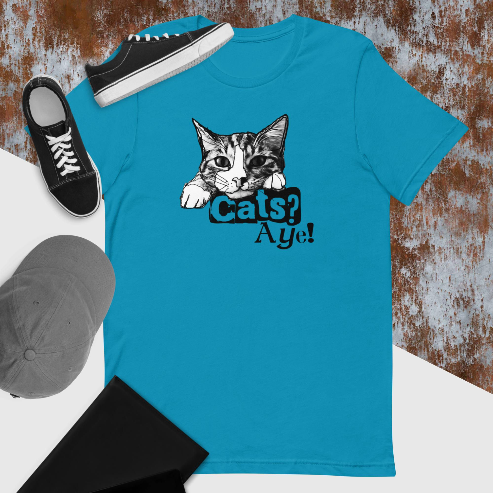 Cats? Aye! Funny Yorkshire Sketch Style Unisex T-Shirt | Cat Lover Gift