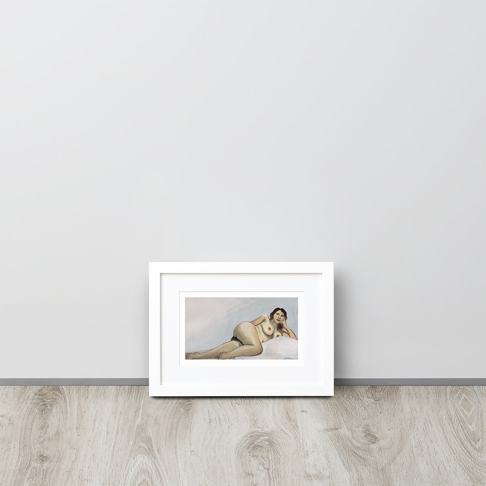Thumbnail: Serene Reclining Nude – Matte Paper Framed Art Print With Mat