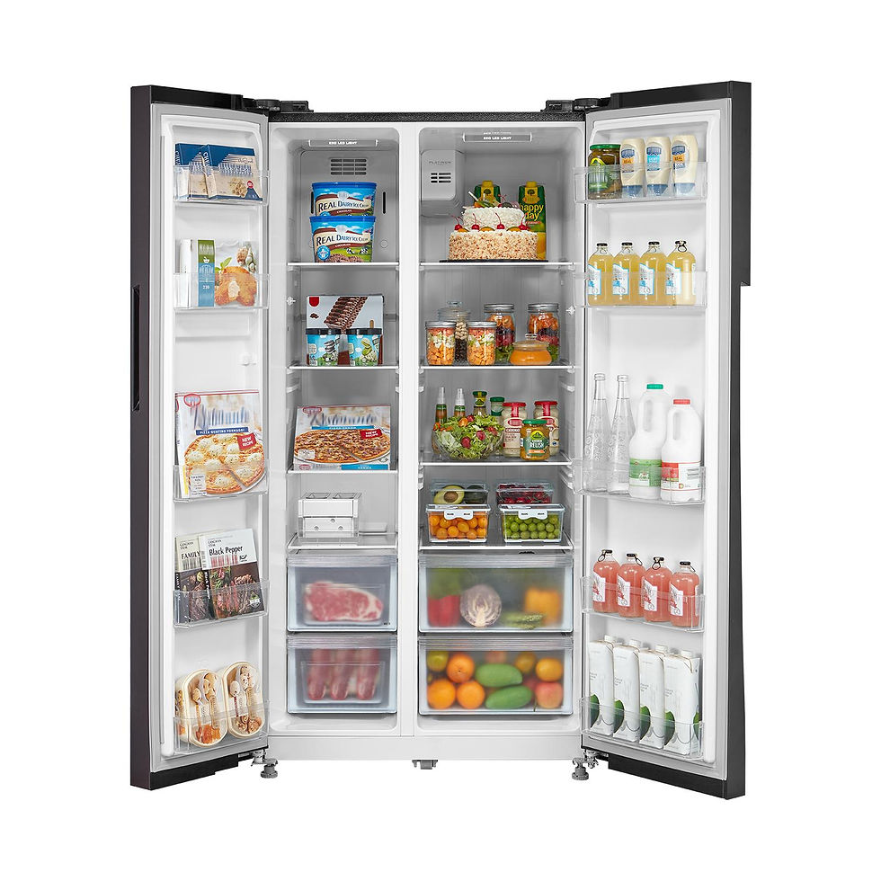Thumbnail: Midea 660L Side By Side Black Glass Inverter Refrigerator MDRS71