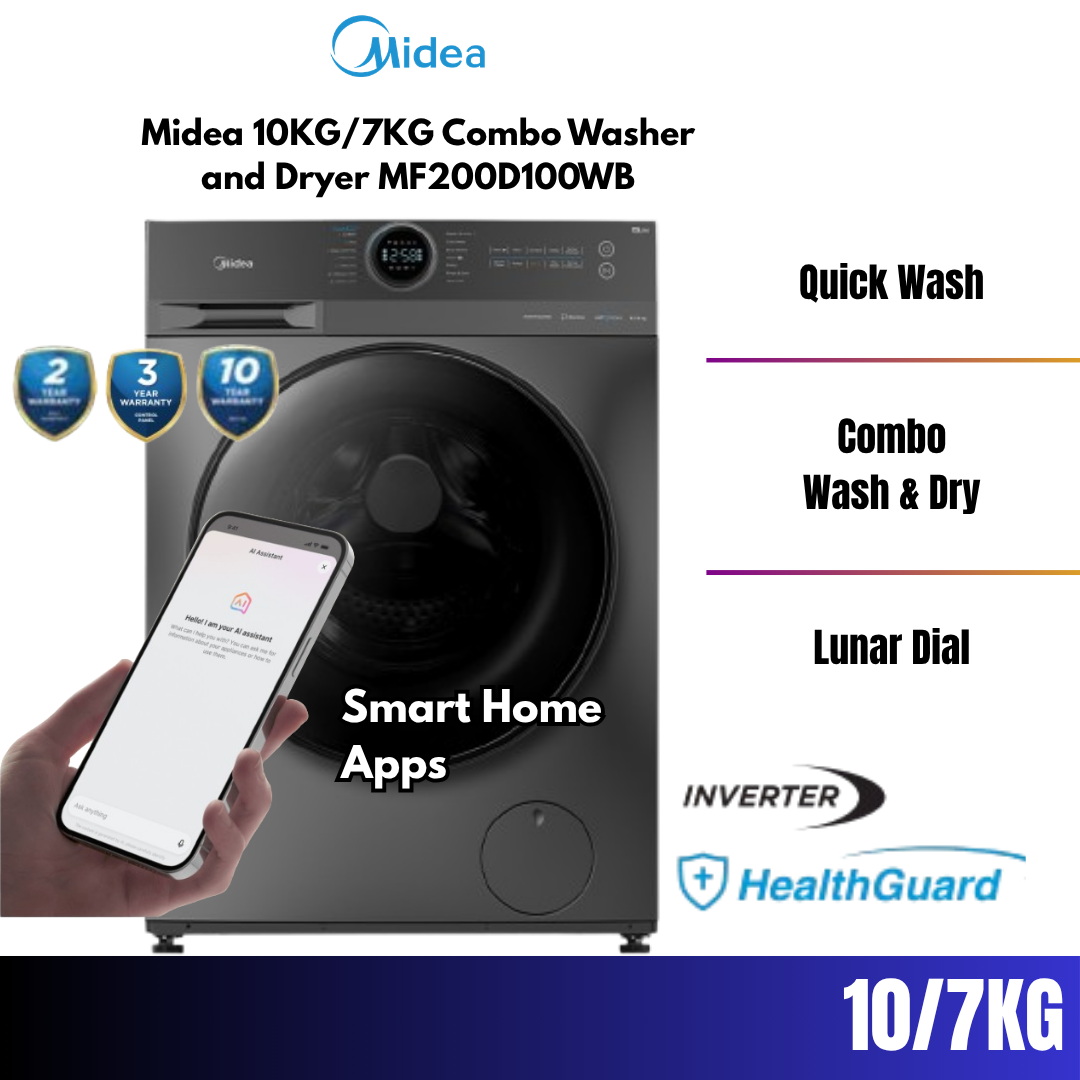 Midea 10KG/7KG Combo Washer and Dryer MF200D100WB