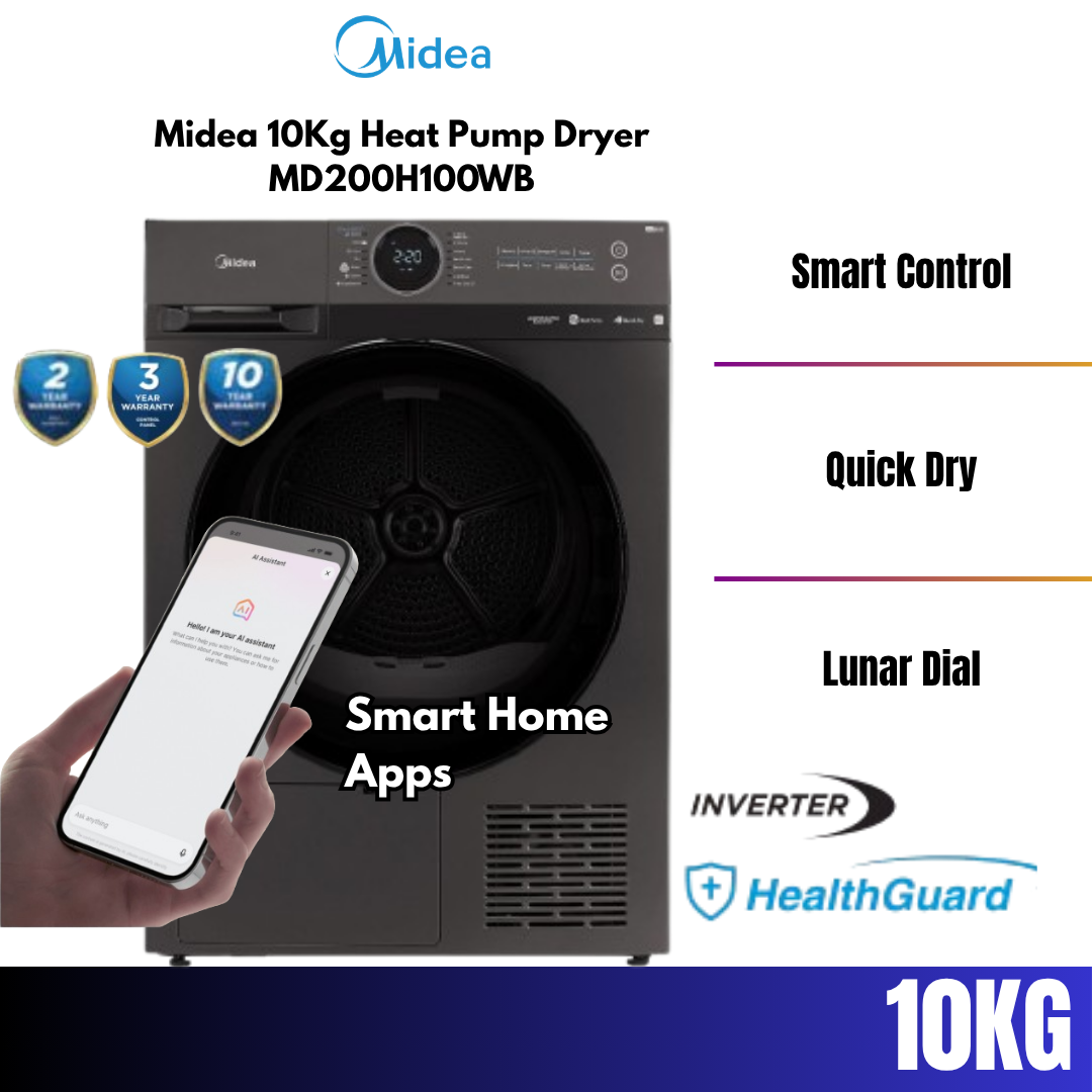 Midea Titanium Grey 10KG Heat Pump Dryer MD200H100WB
