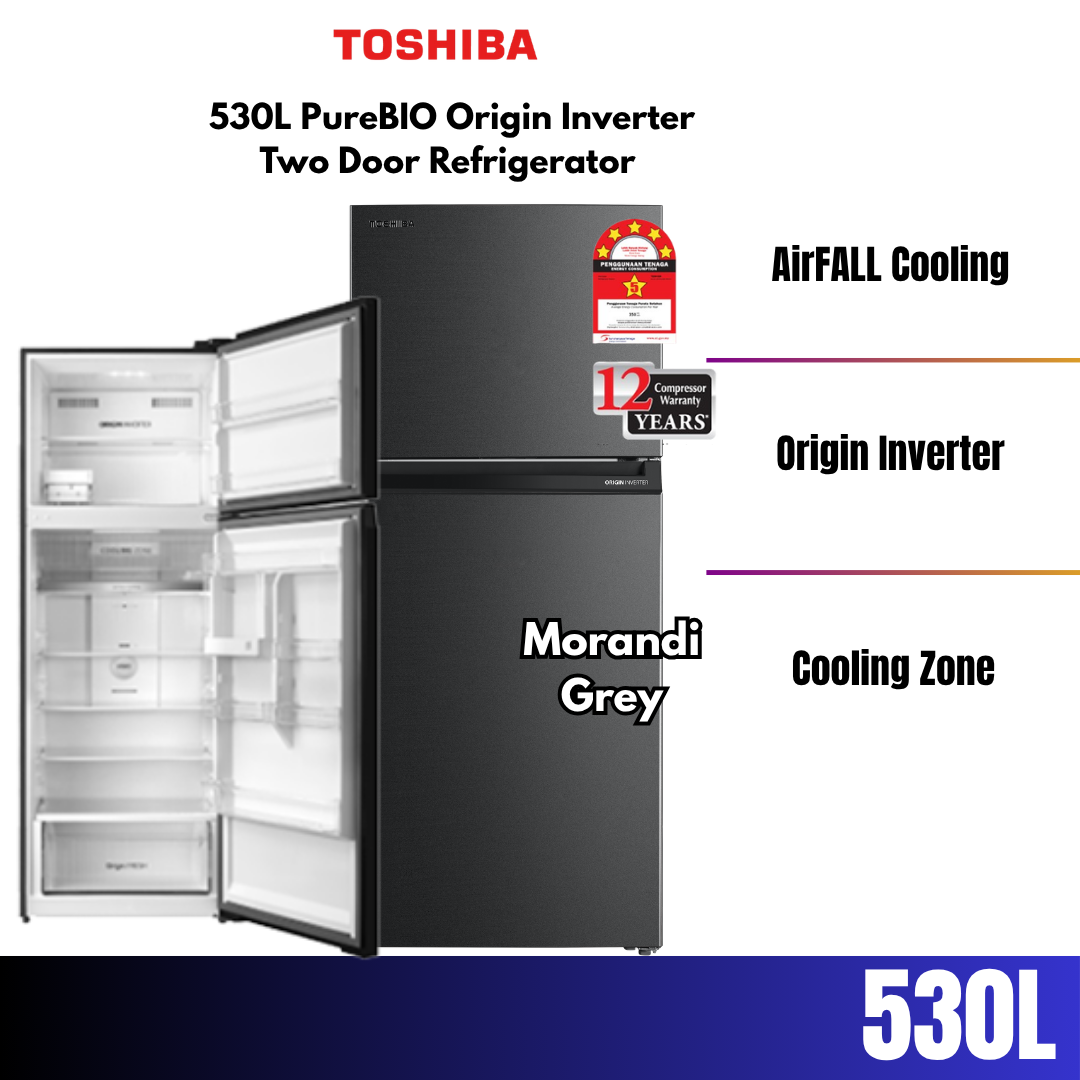 Toshiba 530L PureBIO Origin Inverter Two Door Refrigerator