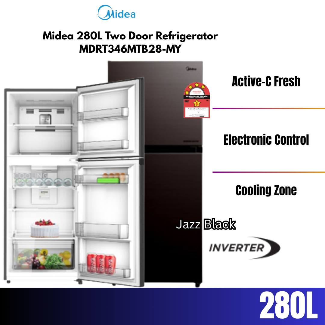 Midea 280L Two Door Refrigerator MDRT346MTB28-MY