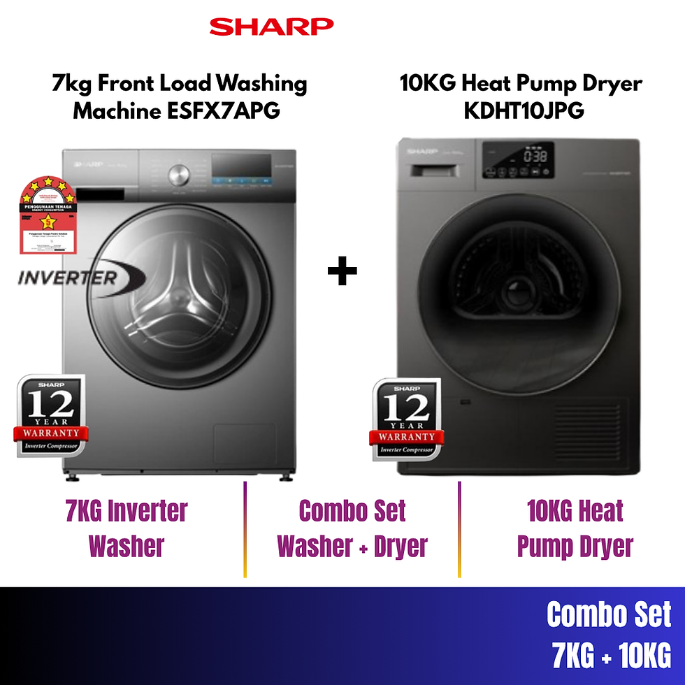 Thumbnail: Sharp Combo 7KG Washer + 10KG Heat Pump Dryer