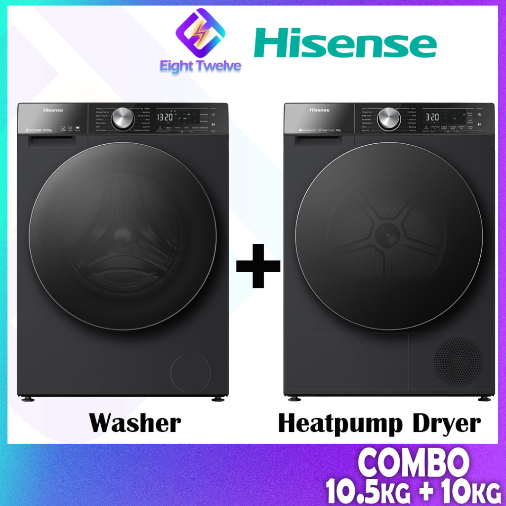 [Free Shipping] HISENSE Inverter Front Load 10.5KG & Heatpump Dryer 10KG
