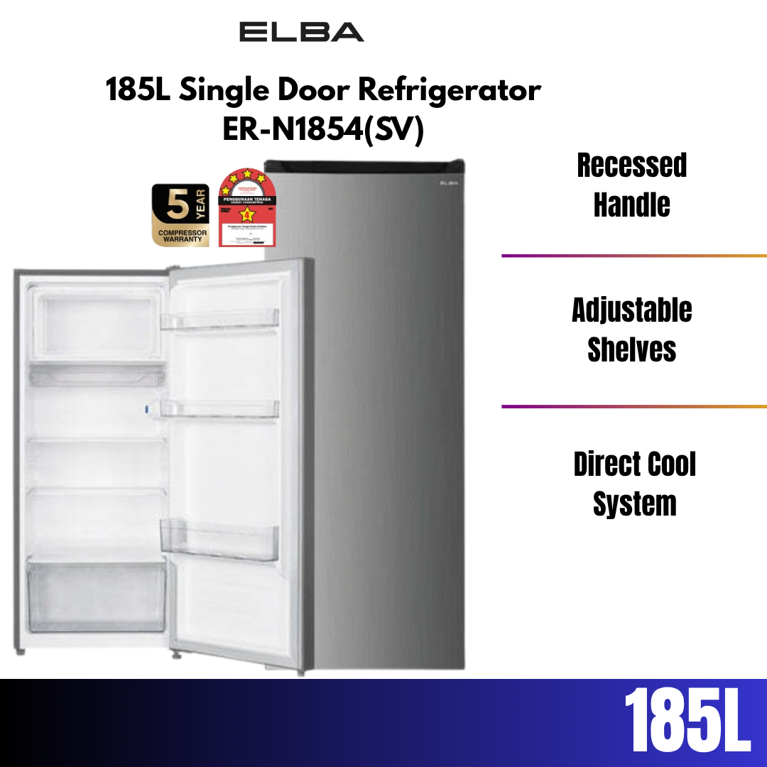 ELBA 185L Single Door Refrigerator ER-N1854(SV)