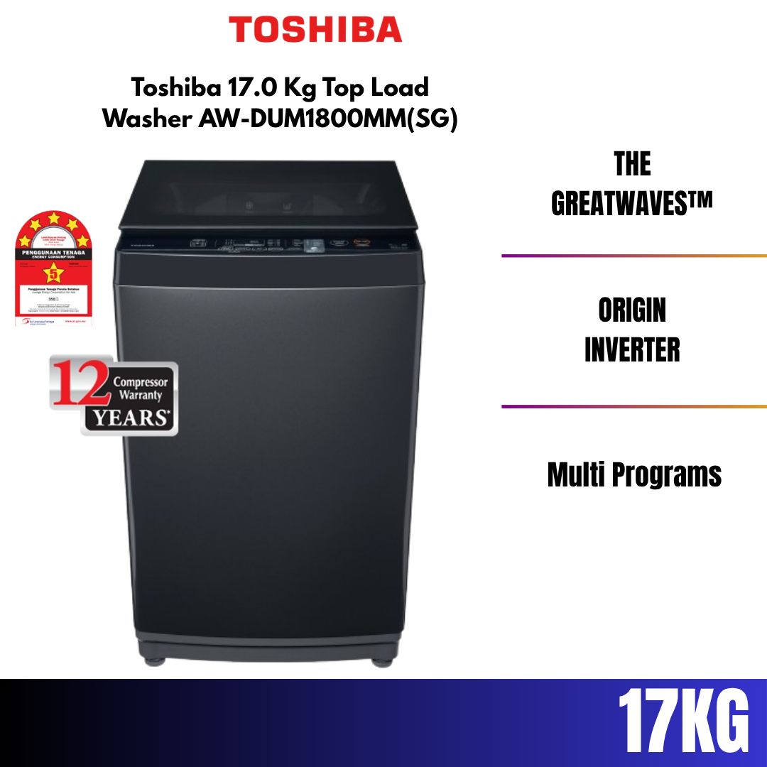 Toshiba 17.0 Kg Top Load Washer AW-DUM1800MM(SG)
