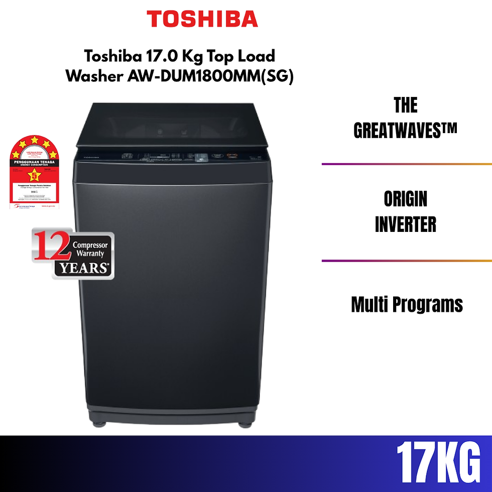 Thumbnail: Toshiba 17.0 Kg Top Load Washer AW-DUM1800MM(SG)