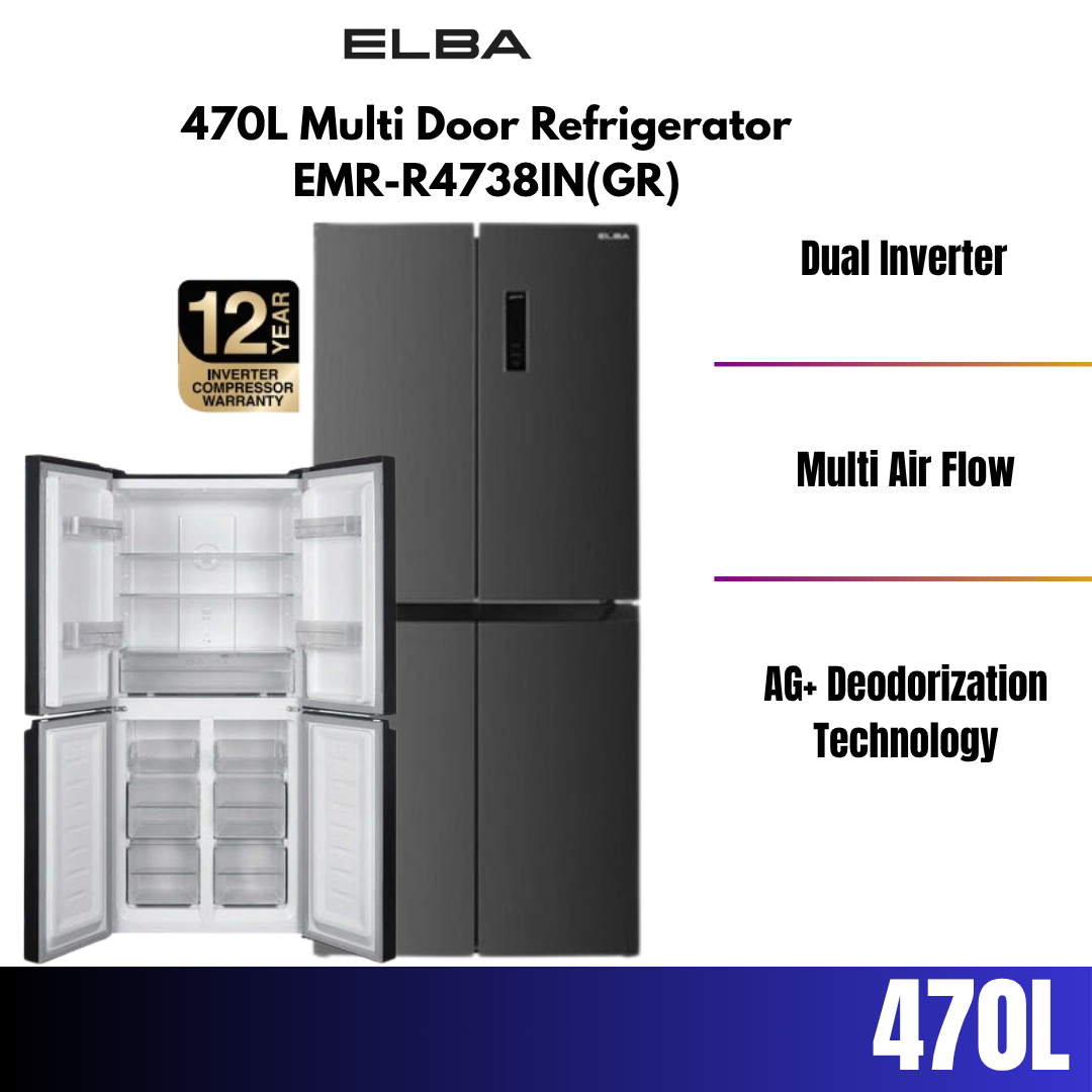 Elba 470L Multi Door Refrigerator EMR-R4738IN(GR)