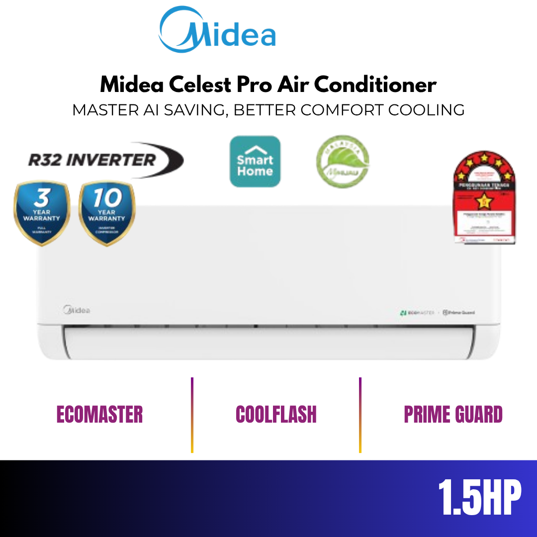 Midea 1.0HP & 1.5HP Celest Pro Air Conditioner 5 Star Inverter
