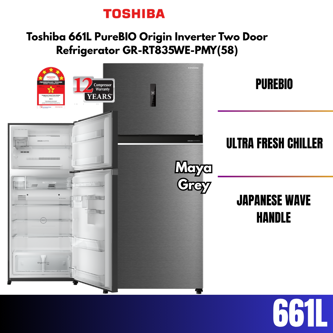 Toshiba 661L PureBIO Origin Inverter Two Door Refrigerator