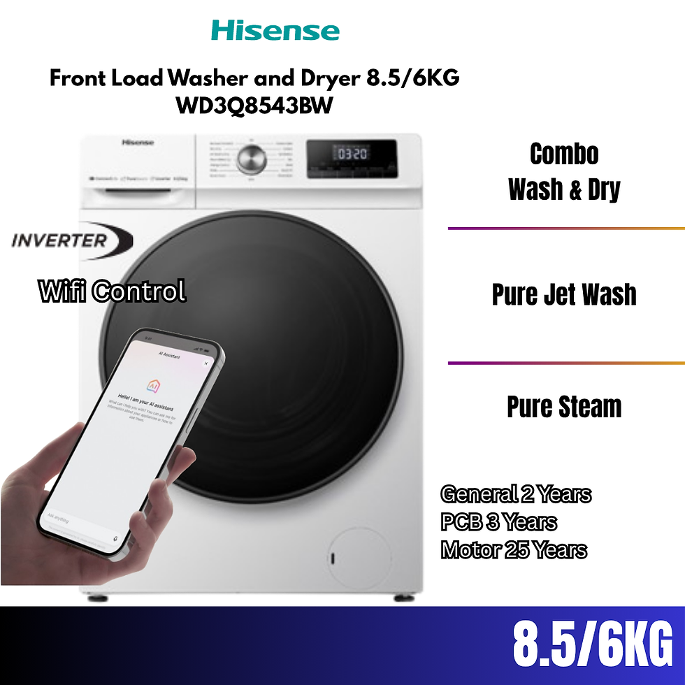 Thumbnail: Hisense Front Load Washer and Dryer 8.5/6KG WD3Q8543BW