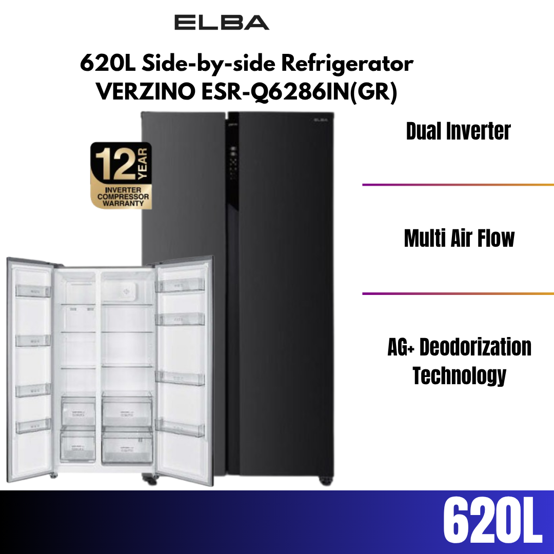 ELBA 620L Side-by-side Refrigerator ESR-Q6286IN(GR)