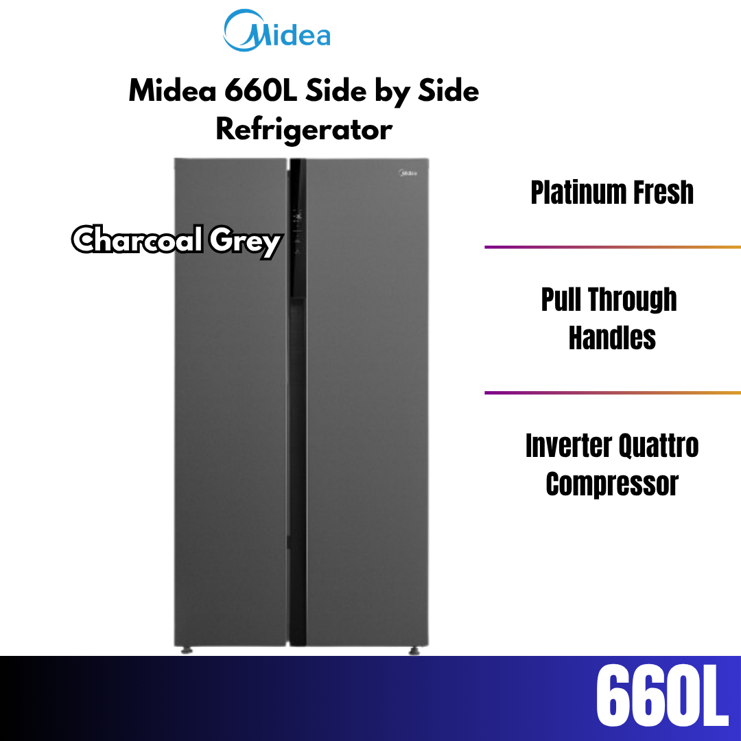 Midea 660L Charcoal Grey Side by Side Refrigerator MDRS710FIE56