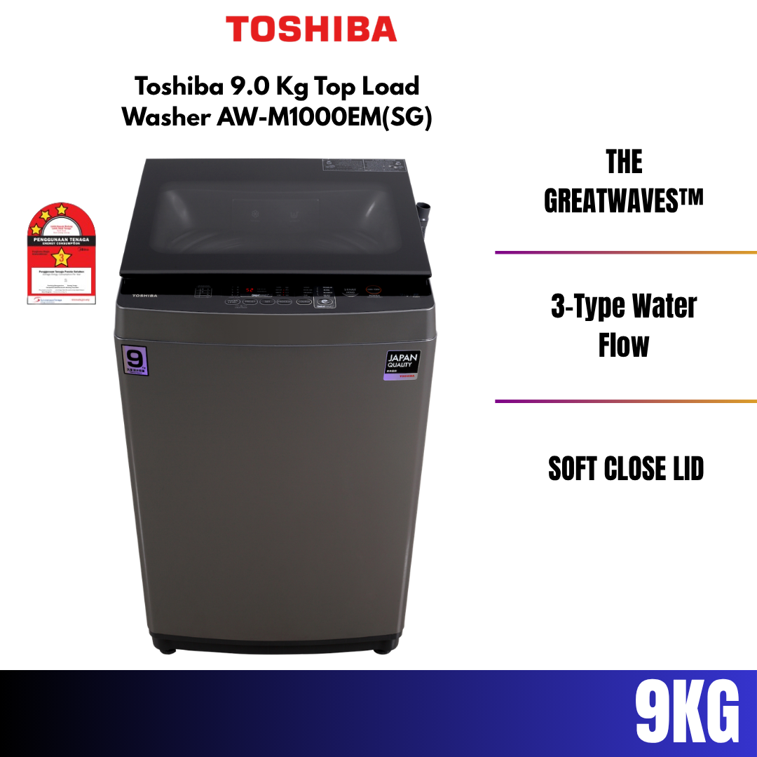 Toshiba 9.0 Kg Top Load Washer AW-M1000EM(SG)