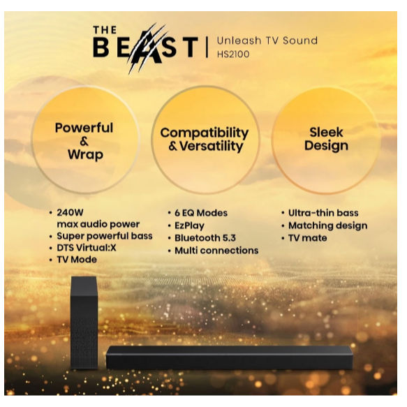 Thumbnail: [Free Shipping] Hisense 2.1 Channel Speakers / Soundbar HS2100