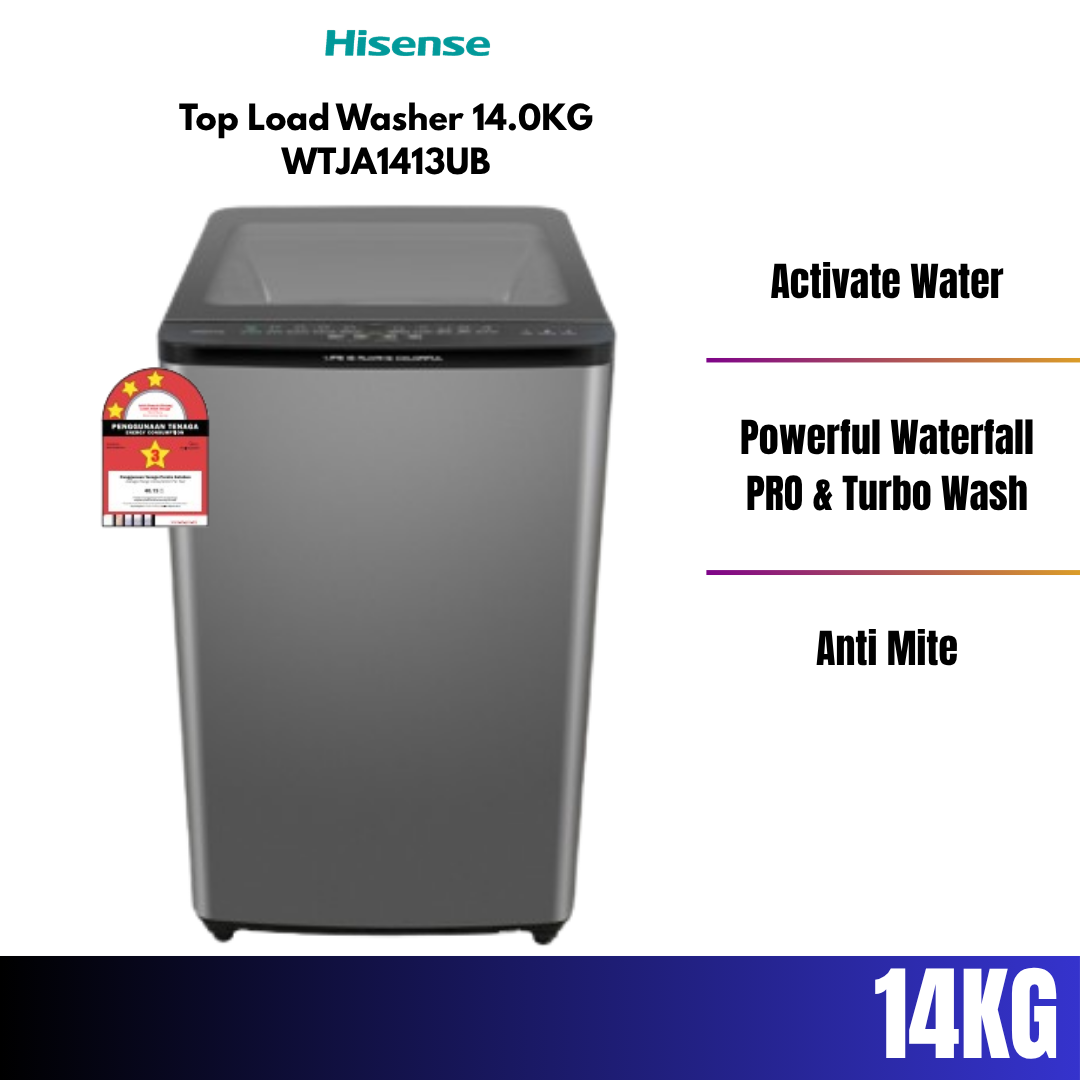Hisense 13KG & 14KG Top Load Washer WTJA1313UB WTJA1413UB