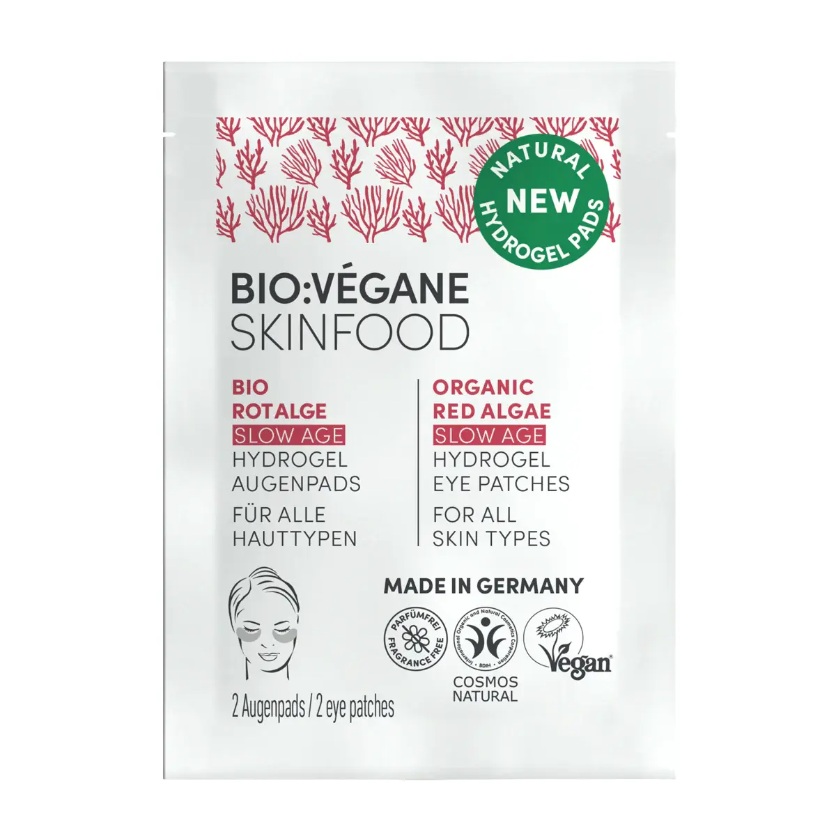 BioVegane ORGANIC RED ALGAE SLOW AGE HYDROGEL EYE PADS- 4 Pairs