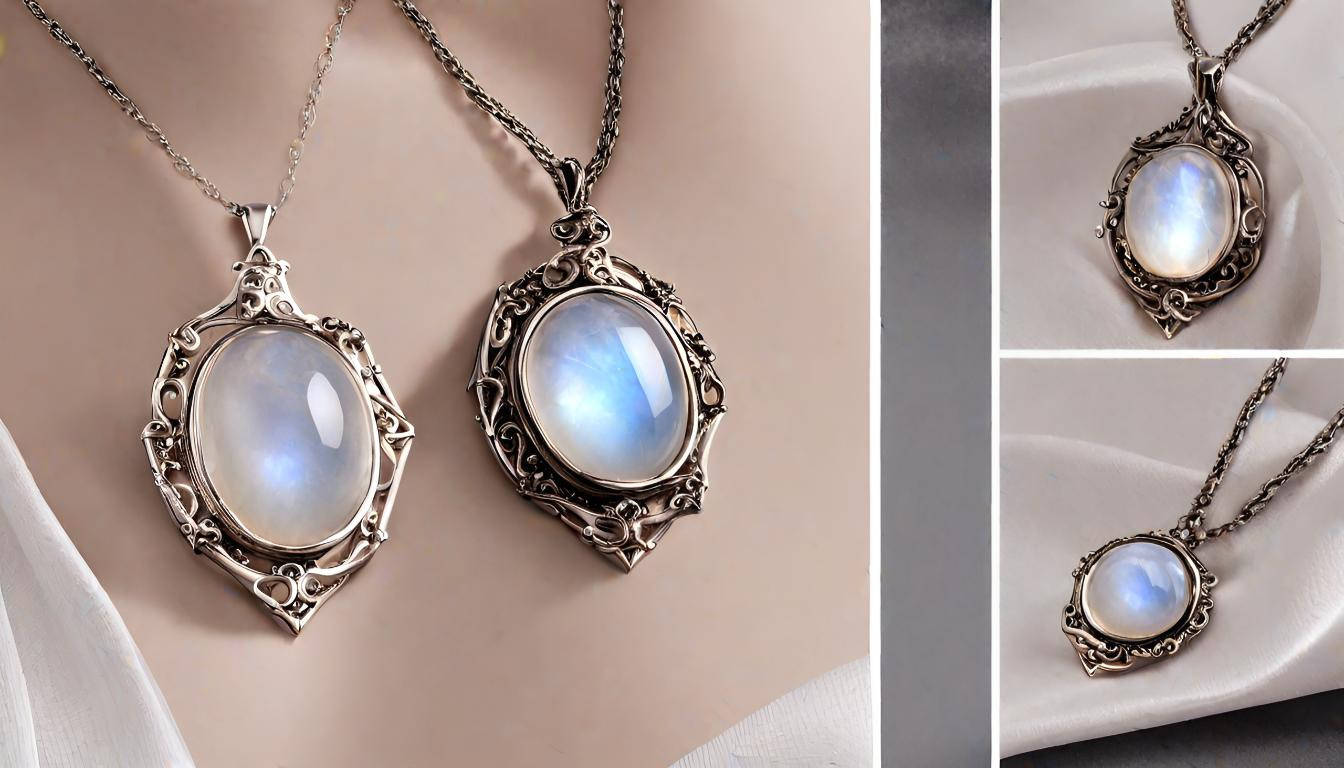 STAR CROSSED 2 PIECE Exquisite Jewelry: Enchanted Moonstone Pendant Necklace
