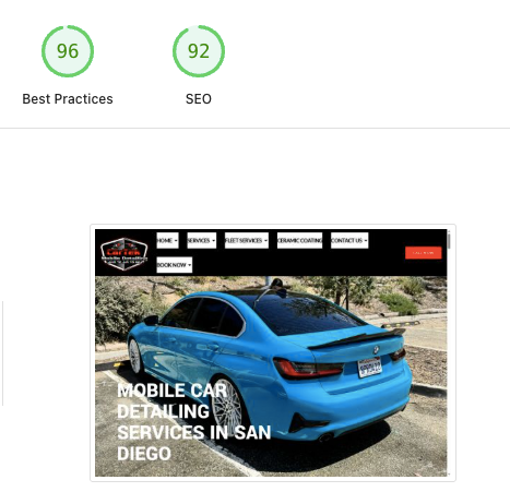 Website speed performance chart