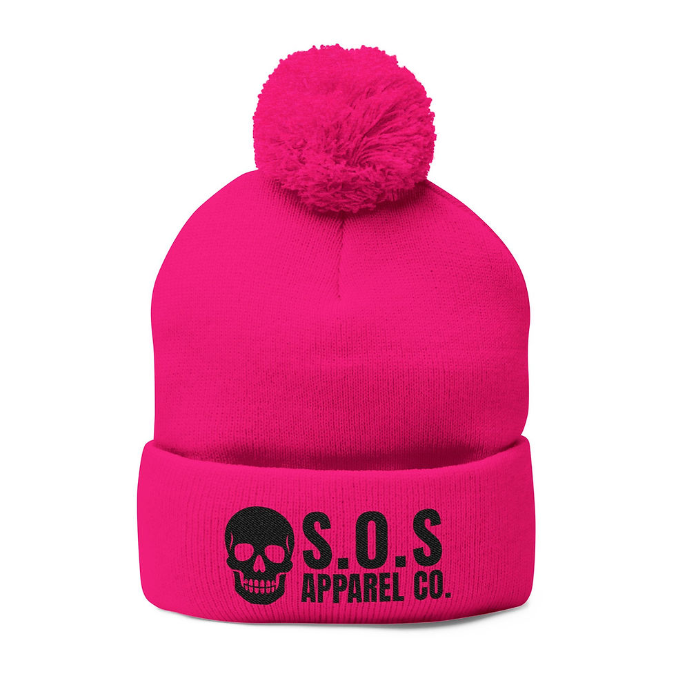 Hot pink Skull Beenie. Front