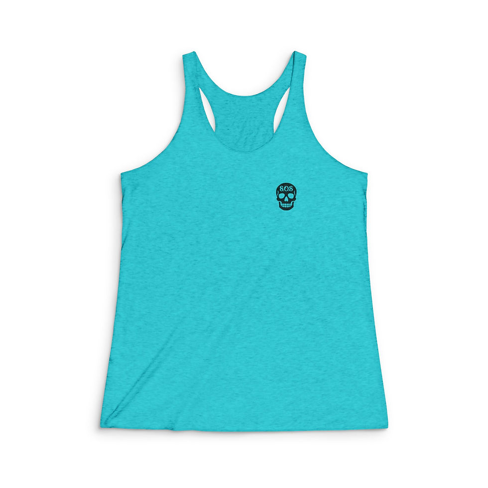 S.O.S Skull Women's Racerback Tank- Struggle to Strength (Core Drop) Teal 