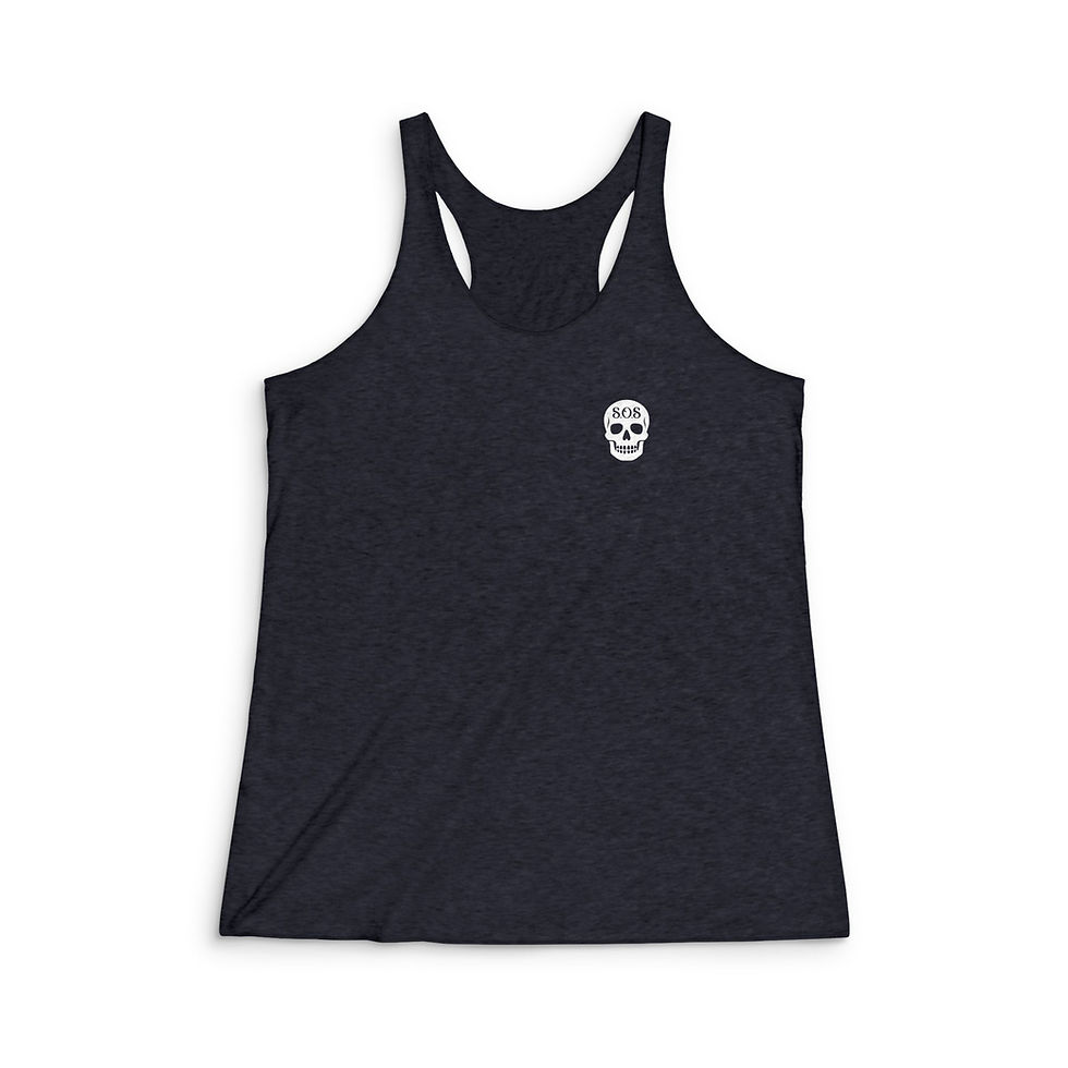 S.O.S Skull Women's Racerback Tank- Struggle to Strength (Core Drop) Black