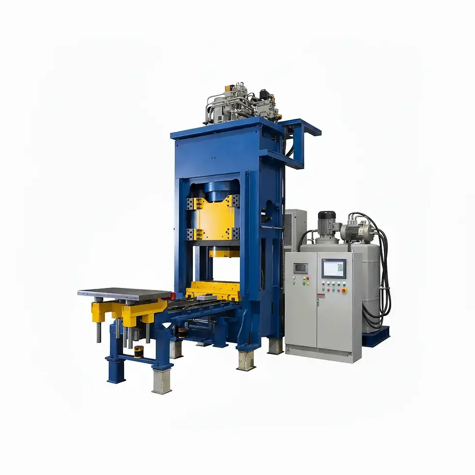 Blue and yellow hydraulic double action deep draw press