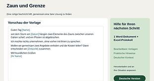 Paket Zaun und Grundstücksgrenze mit einer Beispielnachricht und praktischen Hilfsmitteln