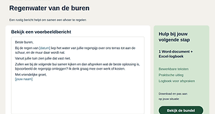 Bundel regenwater van de buren met een voorbeeldbericht en praktische hulpmiddelen