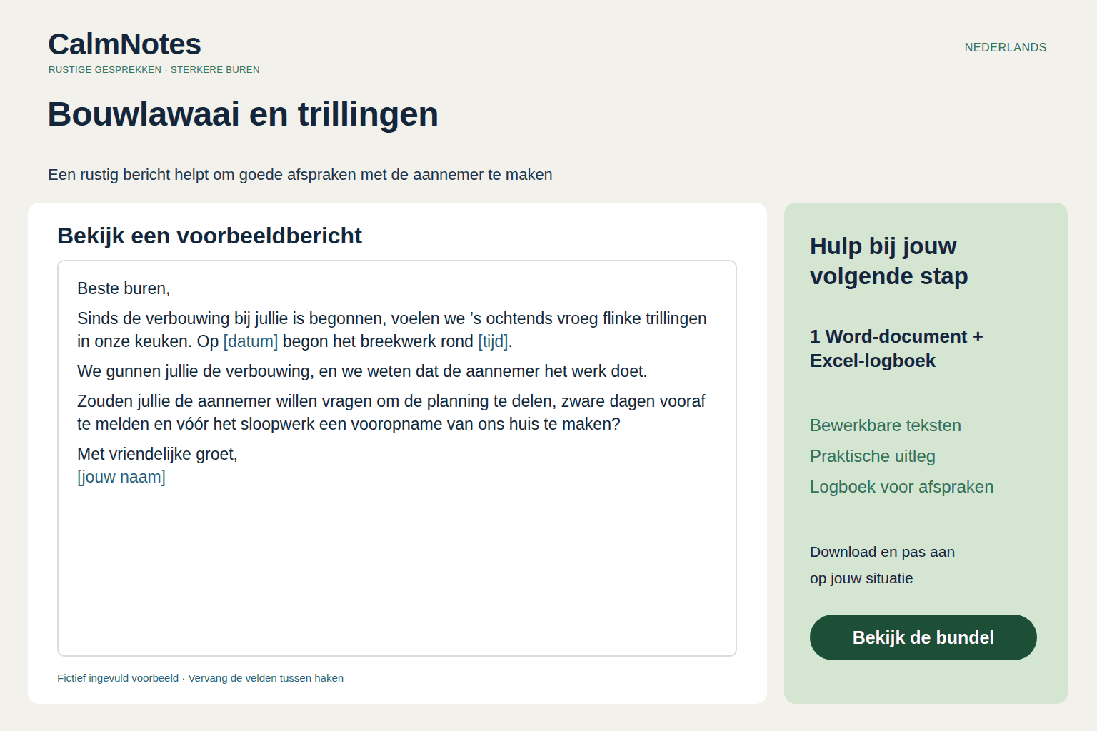 Bouwlawaai en trillingen door een aannemer – Bundel