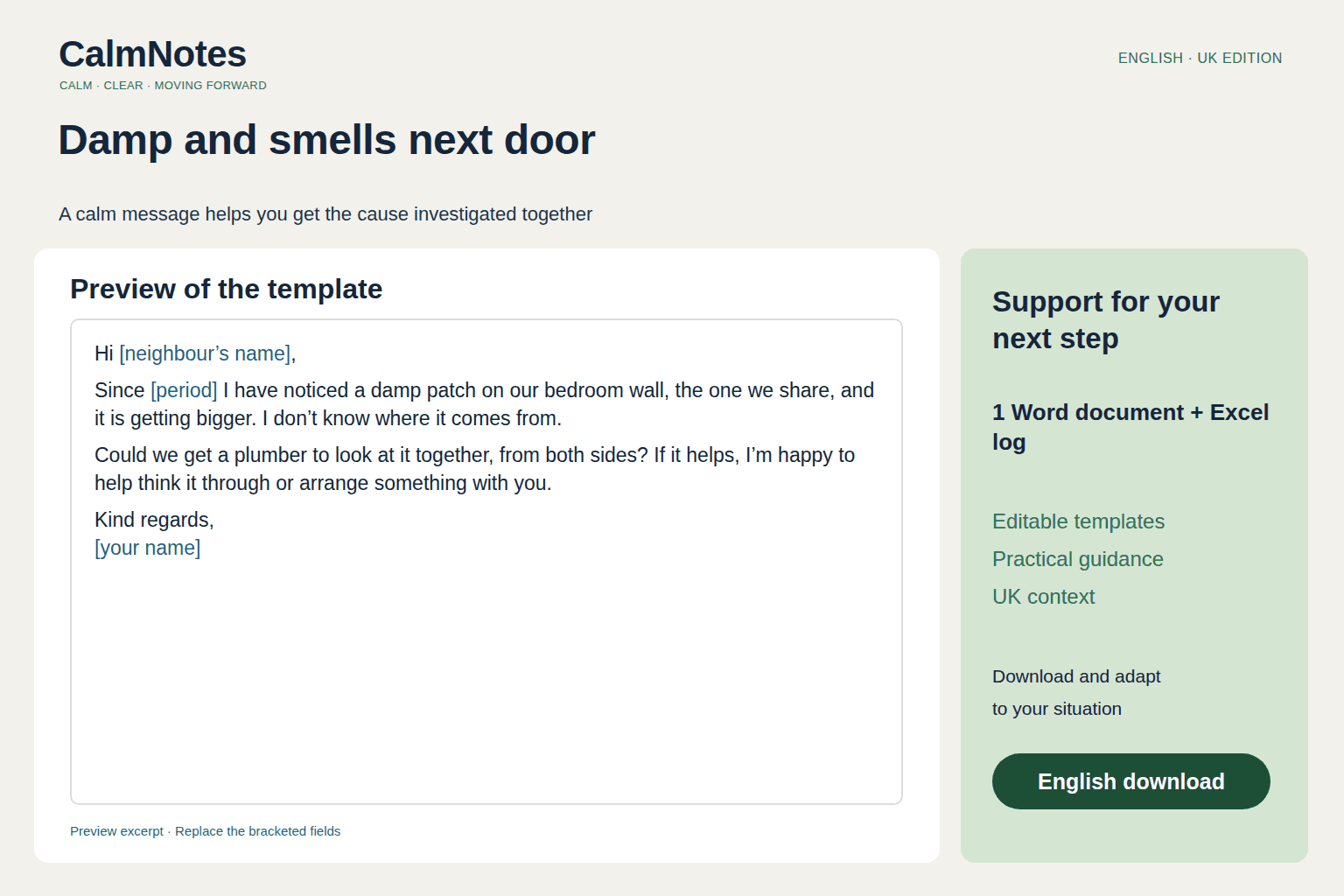 Damp, mould or smells from a neglected neighbouring home – Pack