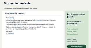Pacchetto Strumento musicale con un modello di messaggio e strumenti pratici