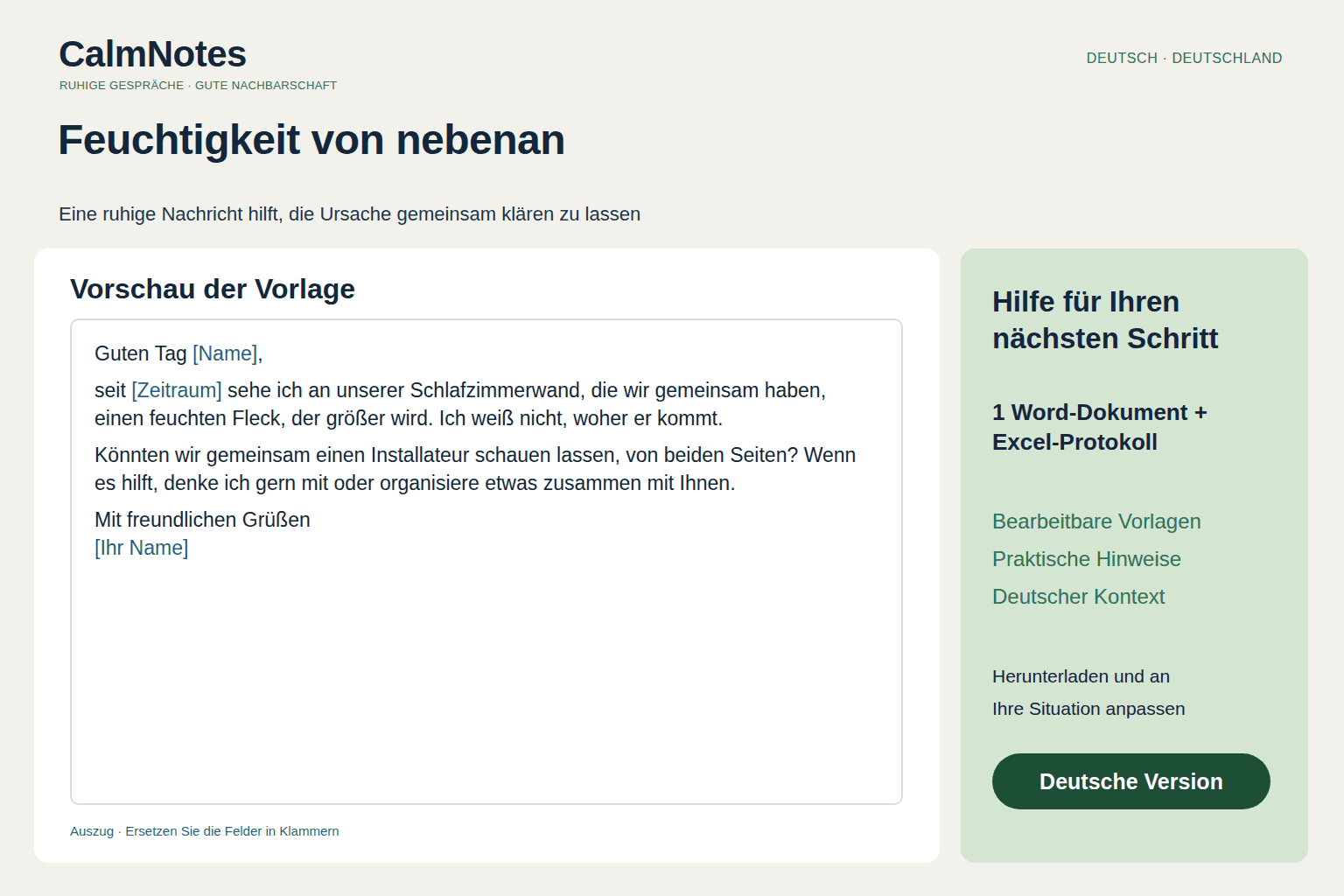 Feuchtigkeit, Schimmel oder Geruch aus der Nachbarwohnung – Paket