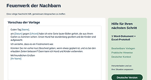 Paket Feuerwerk der Nachbarn mit einer Beispielnachricht und praktischen Hilfsmitteln