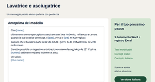 Pacchetto Lavatrice e asciugatrice con un modello di messaggio e strumenti pratici