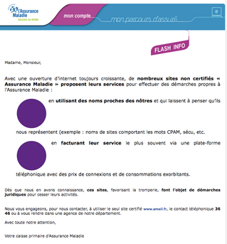 VOTRE CABINET DENTAIRE VOUS INFORME: Flash info de nombreux sites non certifiés « Assurance Maladie