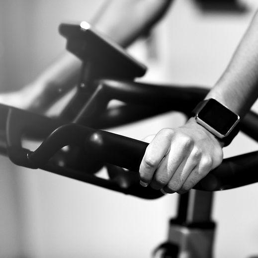 Indoor cycling spin class at Kinetic Studios
