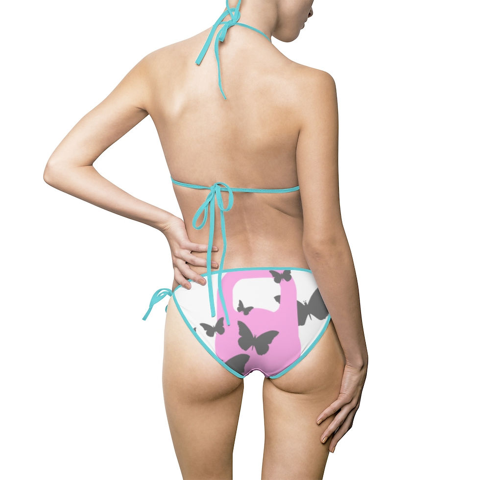 Thumbnail: Kettlebell pink butterfly Women's Bikini Swimsuit