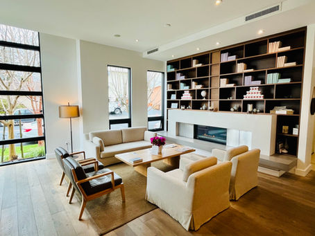Architecturally beautiful lounge and wellness-centered reception at Vineyard Dental Spa in Napa, CA