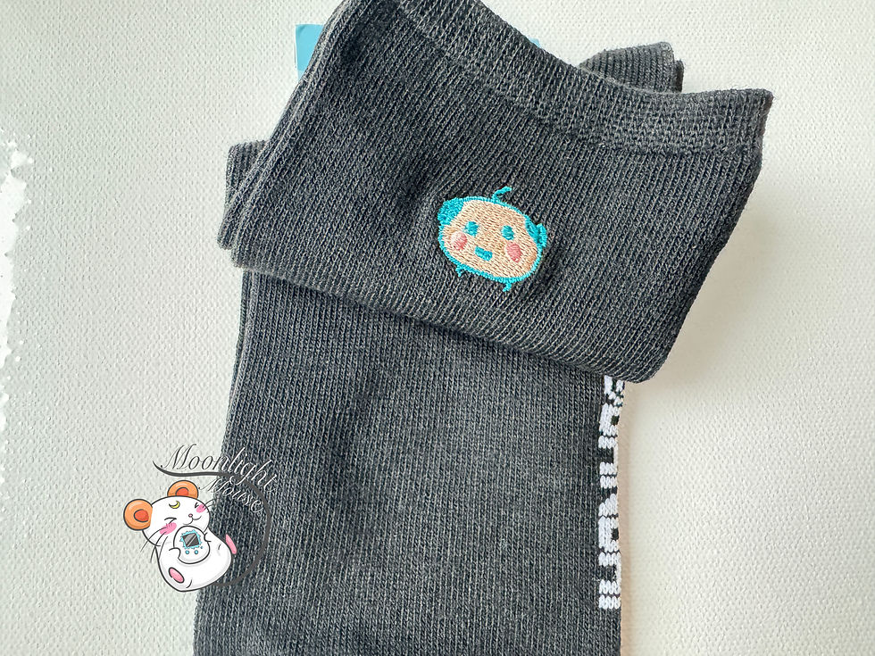 Thumbnail: Tamagotchi Character Socks Mametchi Kutchipatchi Ojitchi Black White