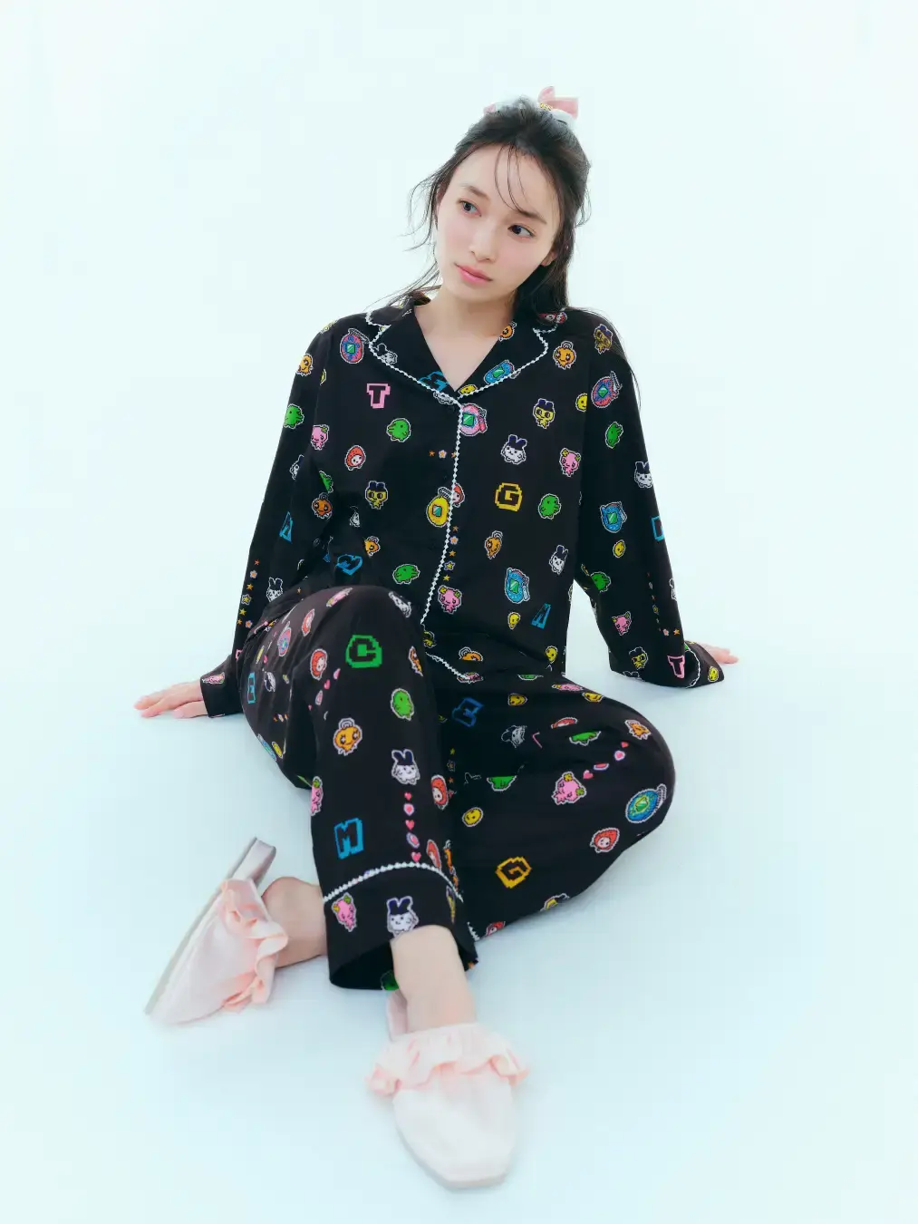 Tamagotchi Snidel Home Black Collared Button Up Pajamas Bandai Japan 2026