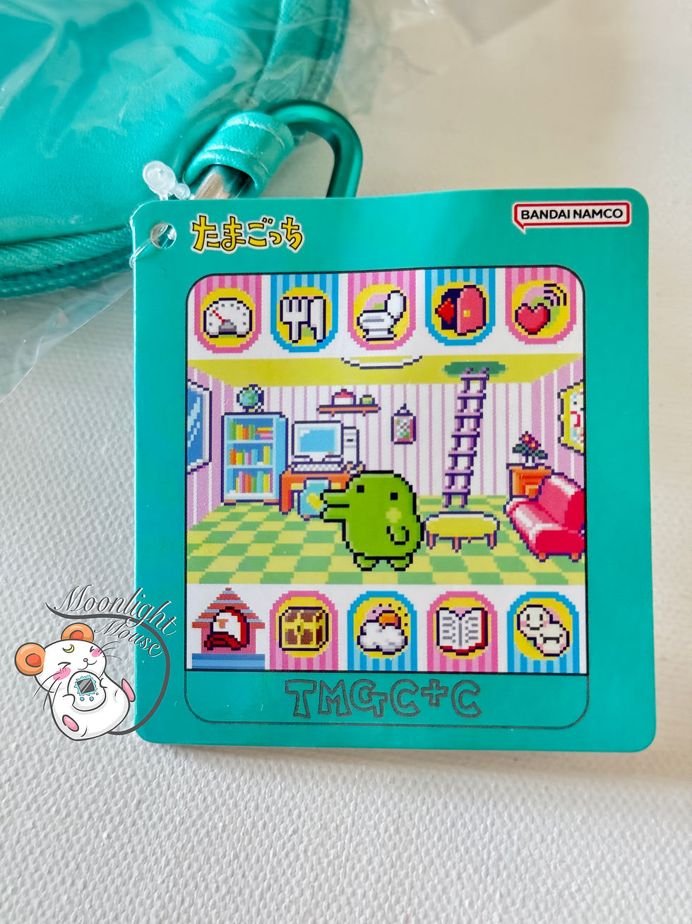 Thumbnail: Tamagotchi Plus Color Teal Blue Kutchipatchi Chibi Nui Plush Pouch Bag Bandai