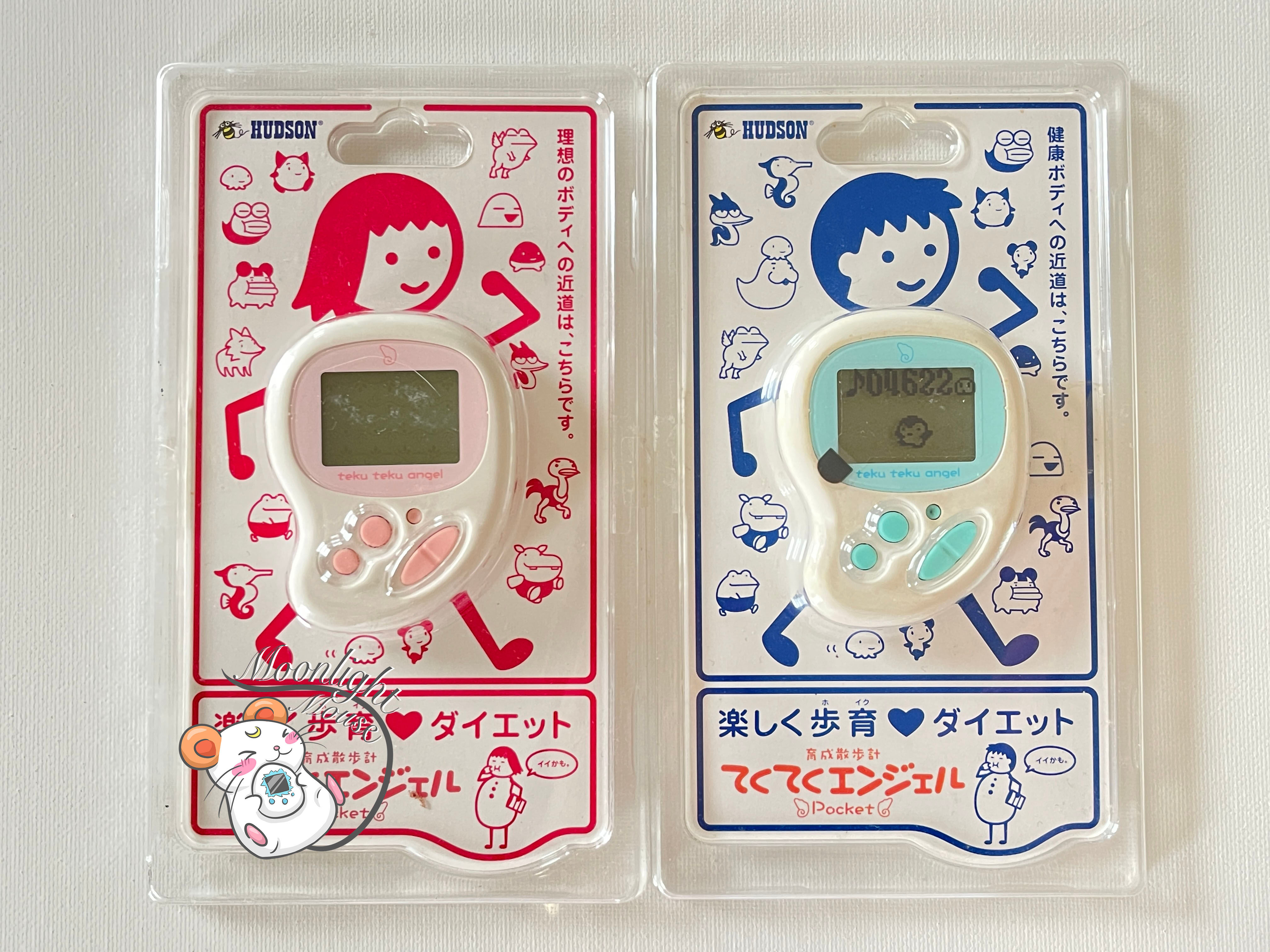 Hudson Teku Teku Pocket Angel Pink Blue Pedometer Virtual Pet Tamagotchi 2004