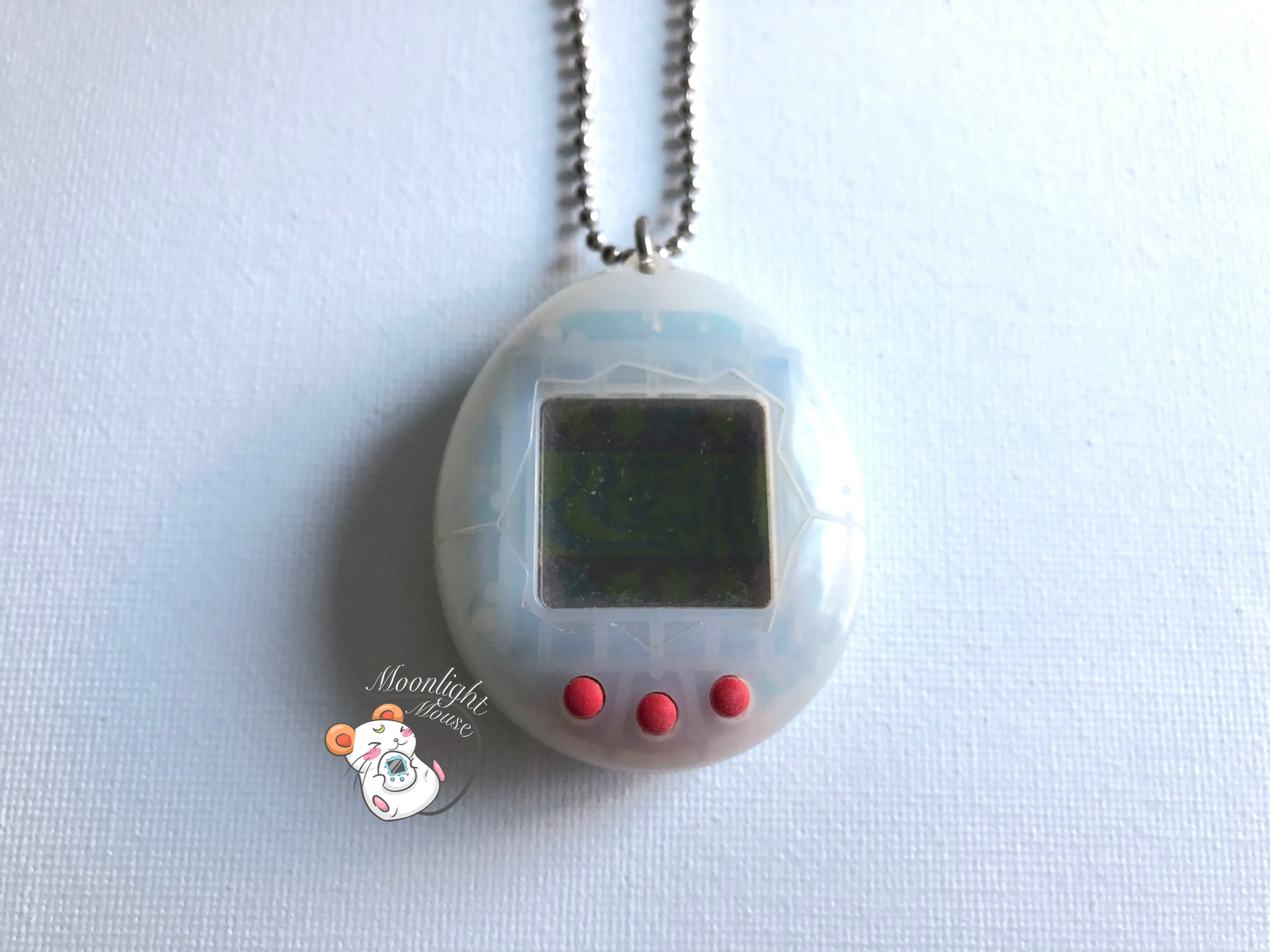 Tamagotchi Original Gen 2 P2 Transparent Clear White Bandai Japan 1997 Loose